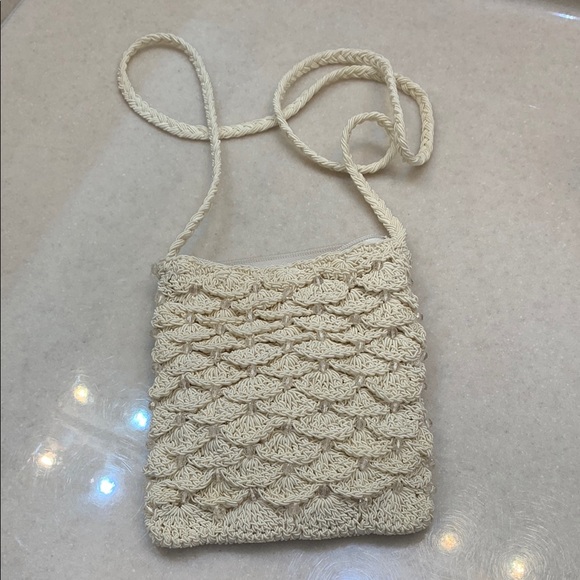 Handbags - Cream Crochet Shoulder Bag